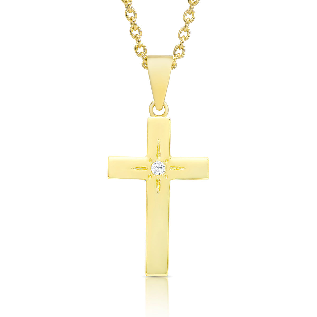 Lily Nily Cross Necklace with CZ Gold