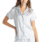 Hello Mello Satin PJ Top Feline Sleepy