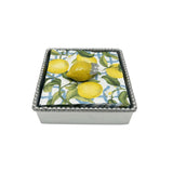 Mariposa - Beaded Napkin Box  - Yellow Lemon