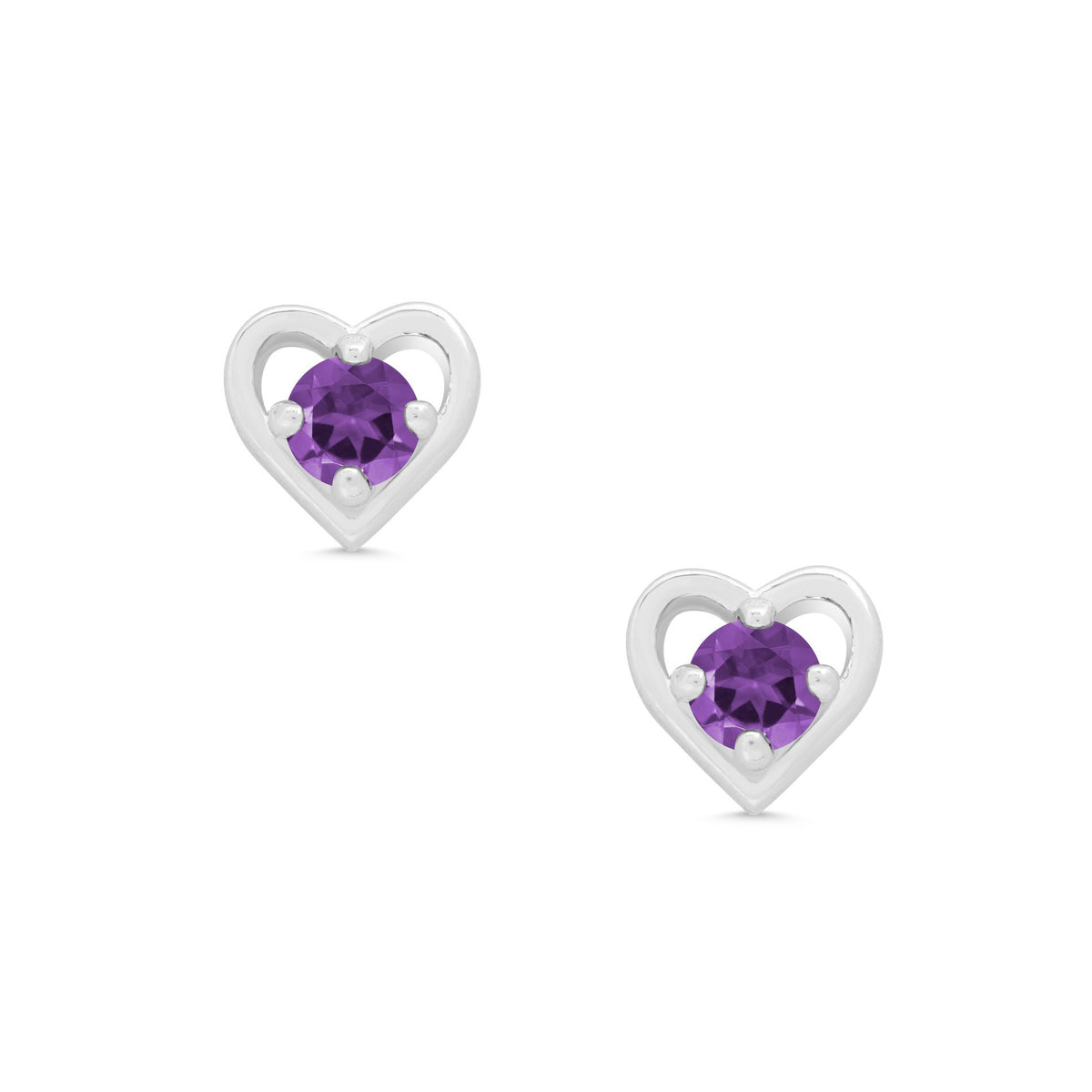 Lily Nily Stud Earrings Purple CZ Sterling Silver