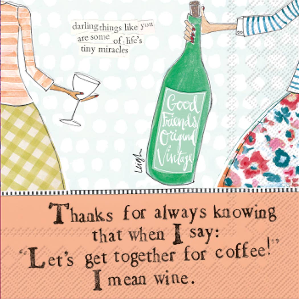 Boston International Cocktail Napkins Curly Girl Coffee and Wine