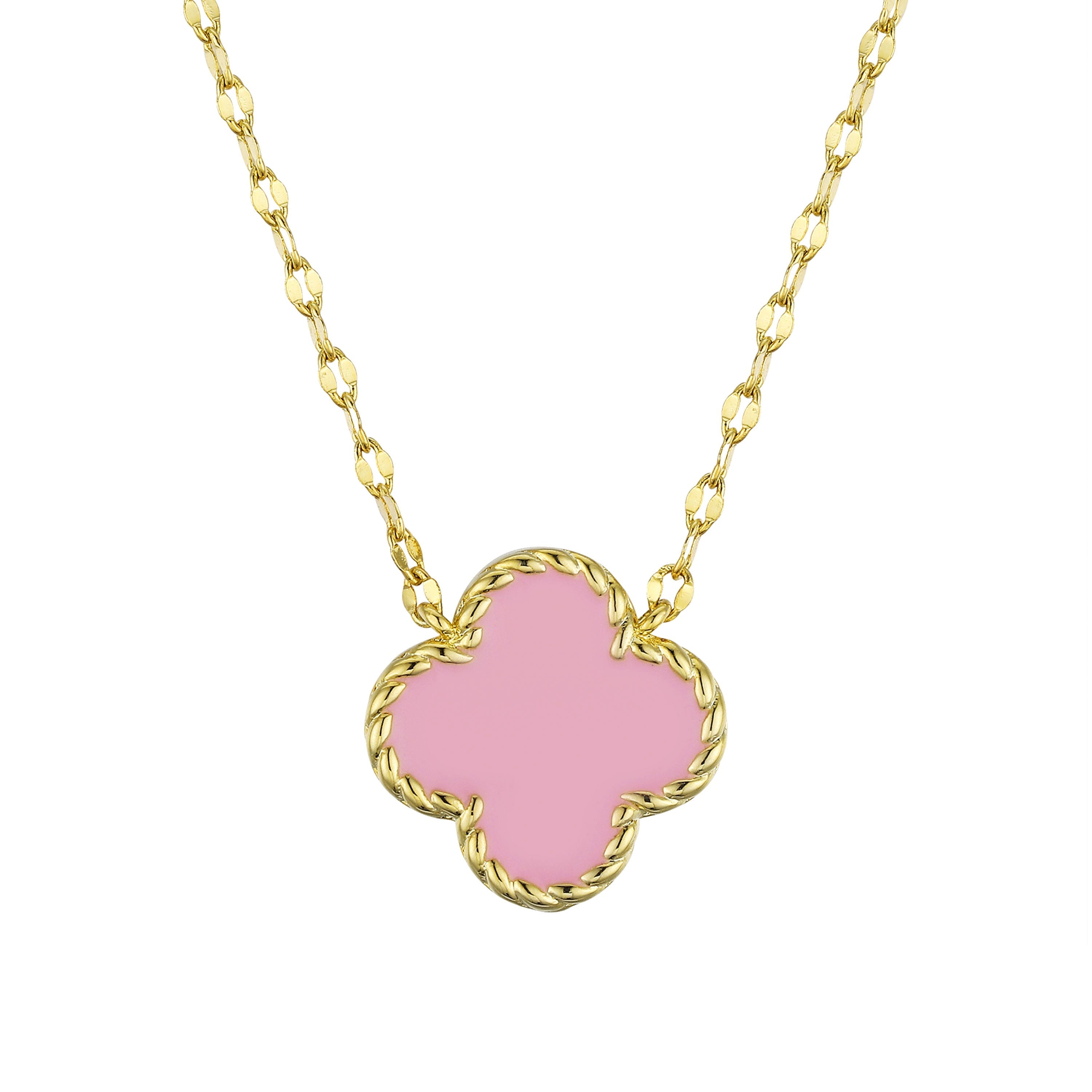 Lily Nily Necklace -Four Leaf Clover Pink