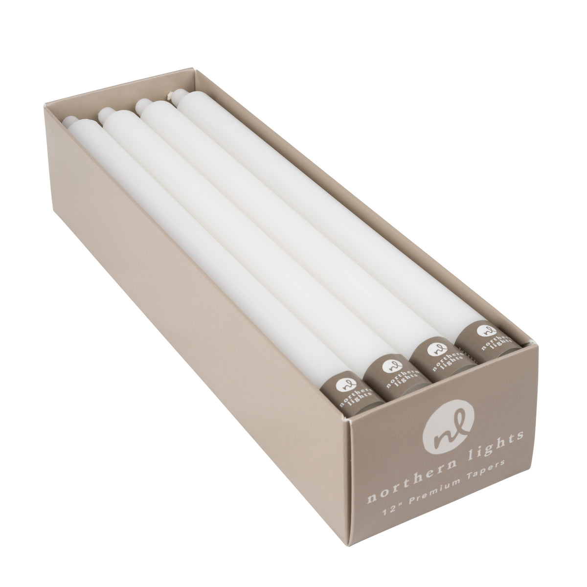 Northern Lights 12" Taper Candles Pure White