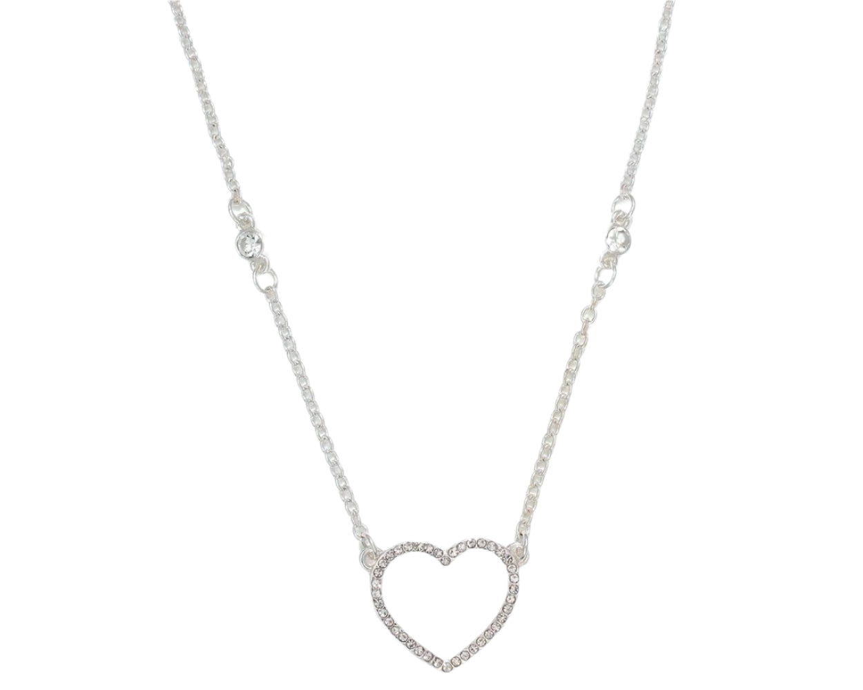 Periwinkle Necklace Open Silver Crystal Heart