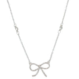 Periwinkle Necklace Open Silver Crystal Bow