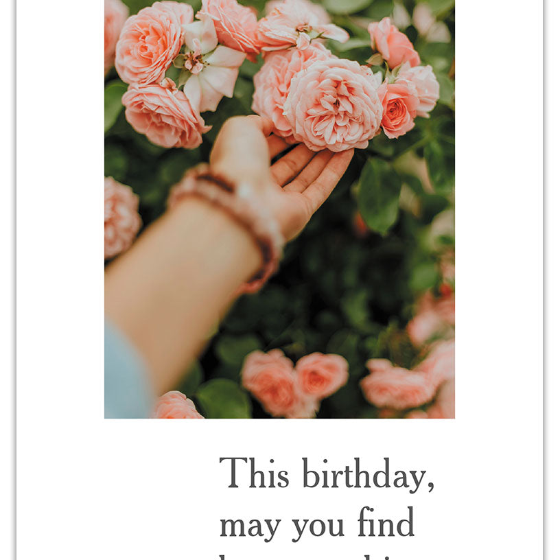 Cardthartic - Hand Reaching for Rose Birthday Card