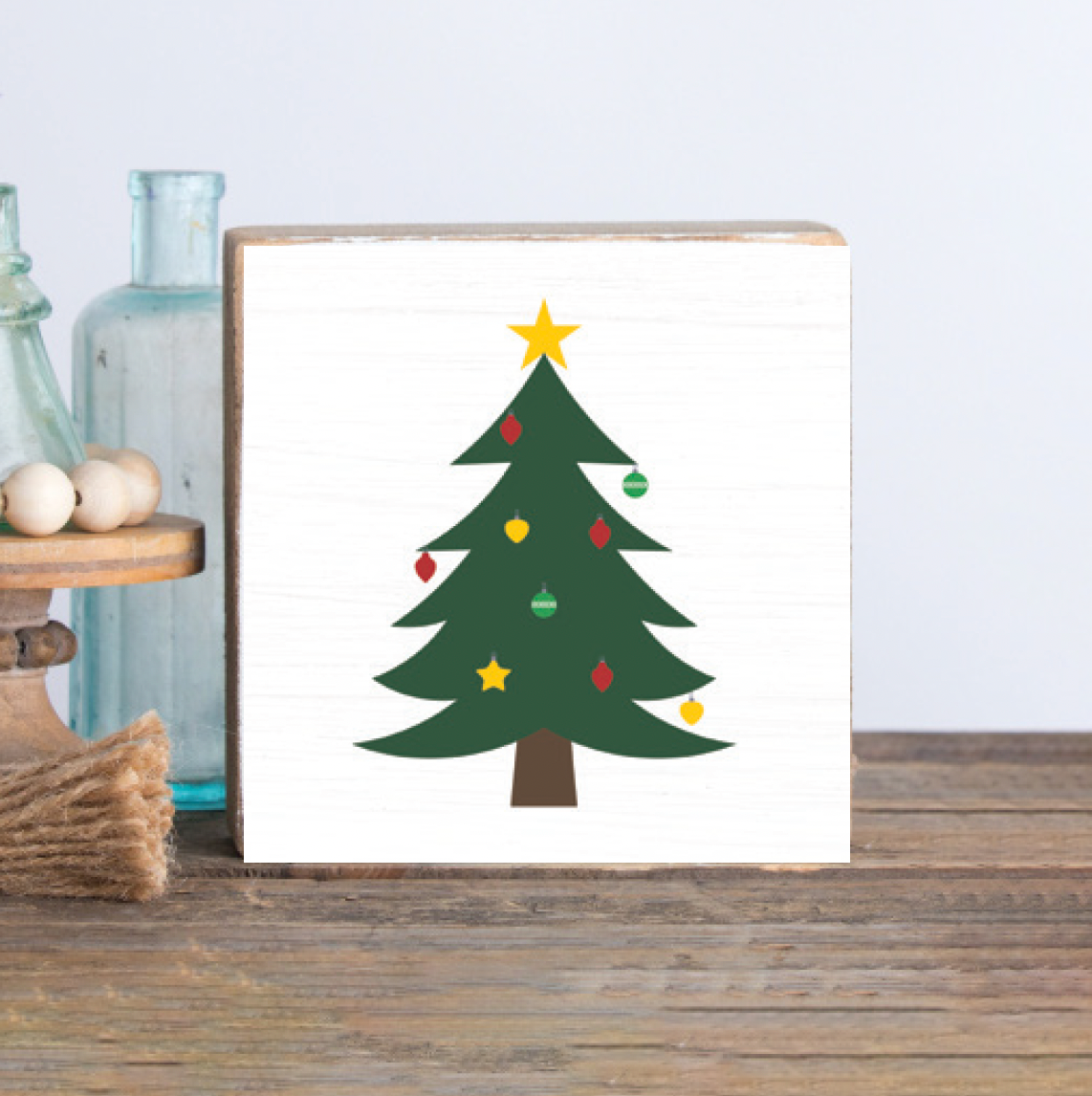 Rustic Marlin 6 x 6 Block Christmas Tree