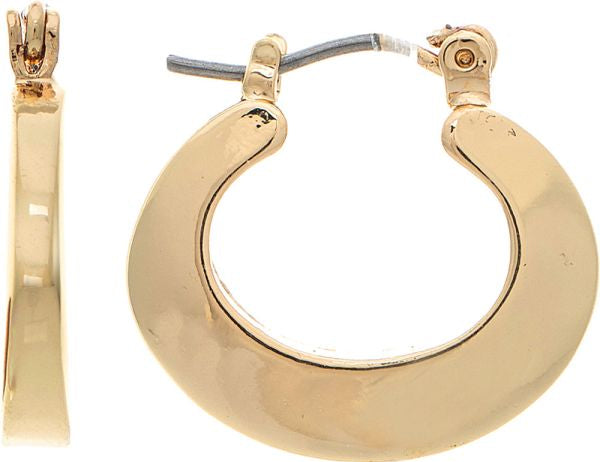 Rain Gold Wide Edge Oval Hoop Earrings