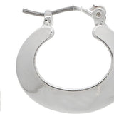 Rain Silver Wide Edge Oval Hoop Earrings