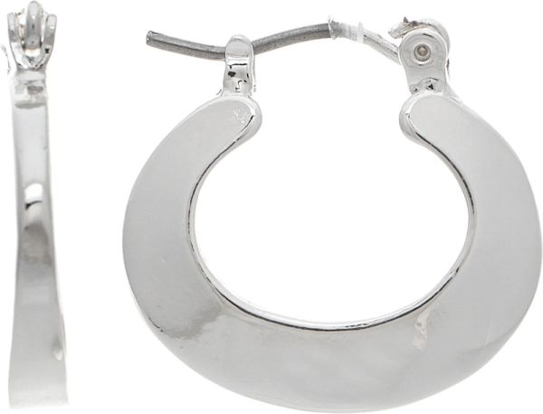 Rain Silver Wide Edge Oval Hoop Earrings