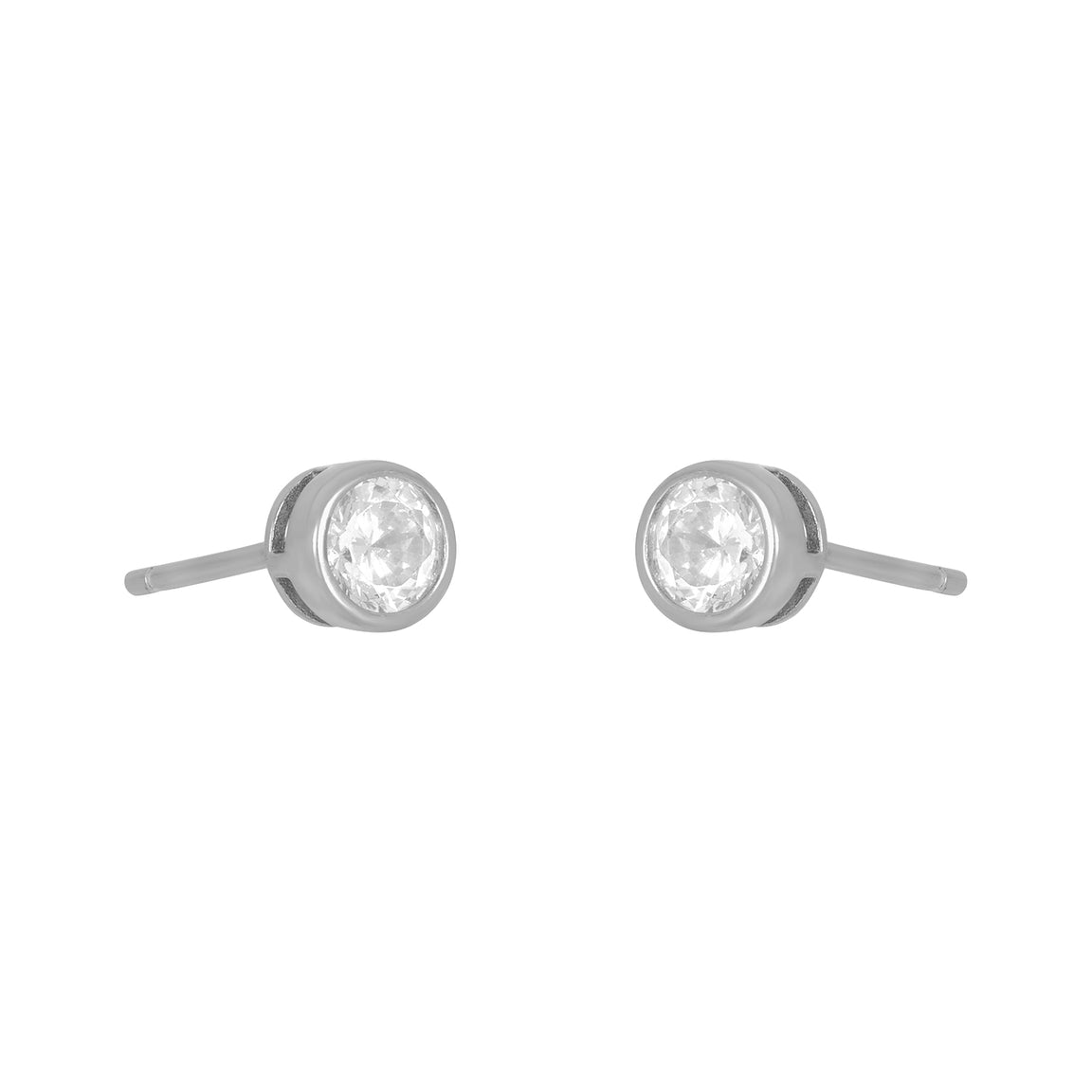 fyb Silver Marisol Bezel Stud 4MM