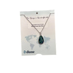 Dune Jewelry - Explorer Teardrop Necklace - Blue and Green Sea Glass