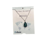 Dune Jewelry - Explorer Teardrop Necklace - Blue and Green Sea Glass