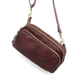 Joy Susan Kylie Double Zip Sling/Belt Bag Aubergine