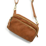 Joy Susan Kylie Double Zip Sling/Belt Bag Saddle