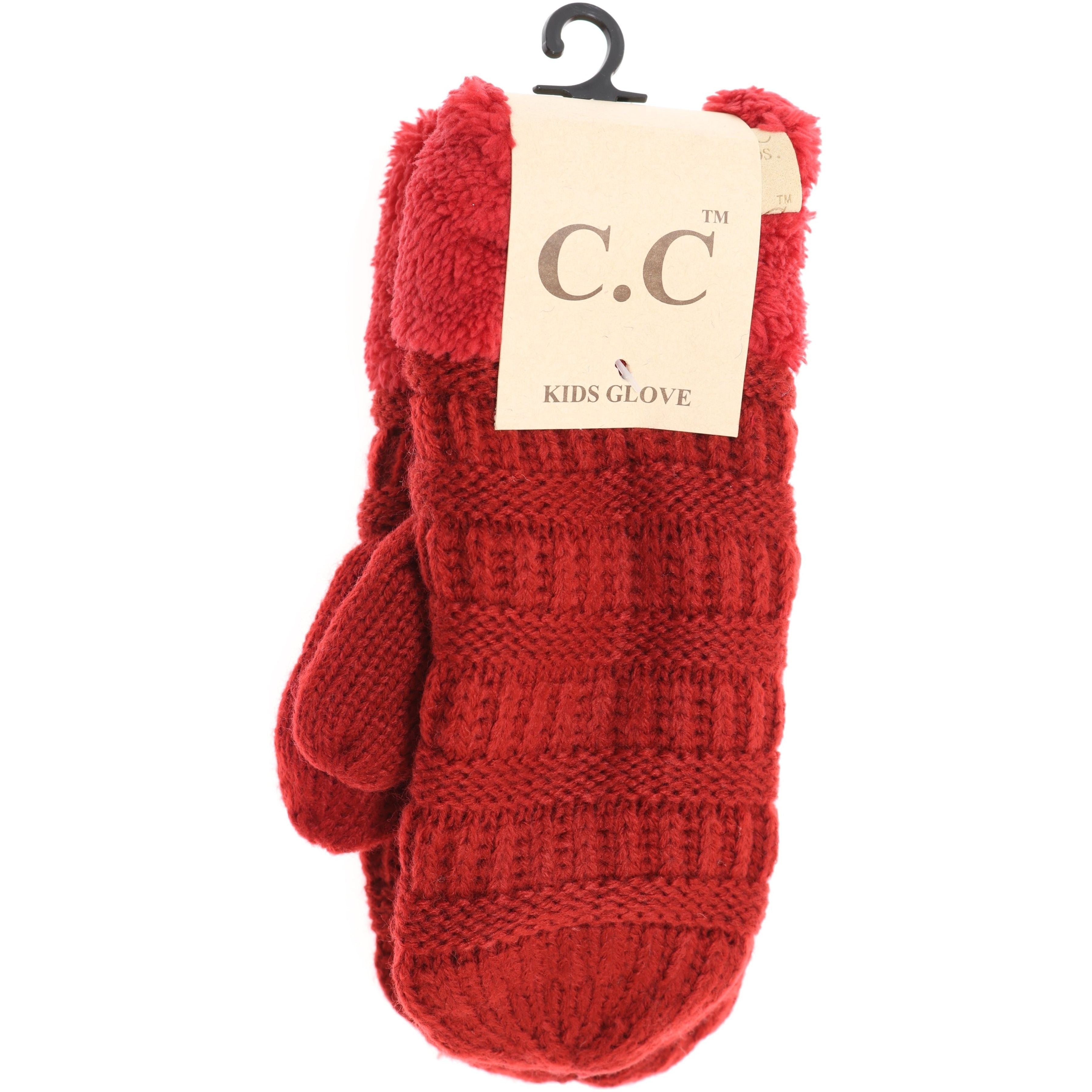 C.C. Beanie Red Kids Solid Fuzzy Mitten