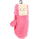 C.C. Beanie Candy Pink Kids Solid Fuzzy Mitten