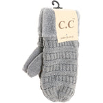 C.C. Beanie Melange Gray Kids Solid Fuzzy Mitten