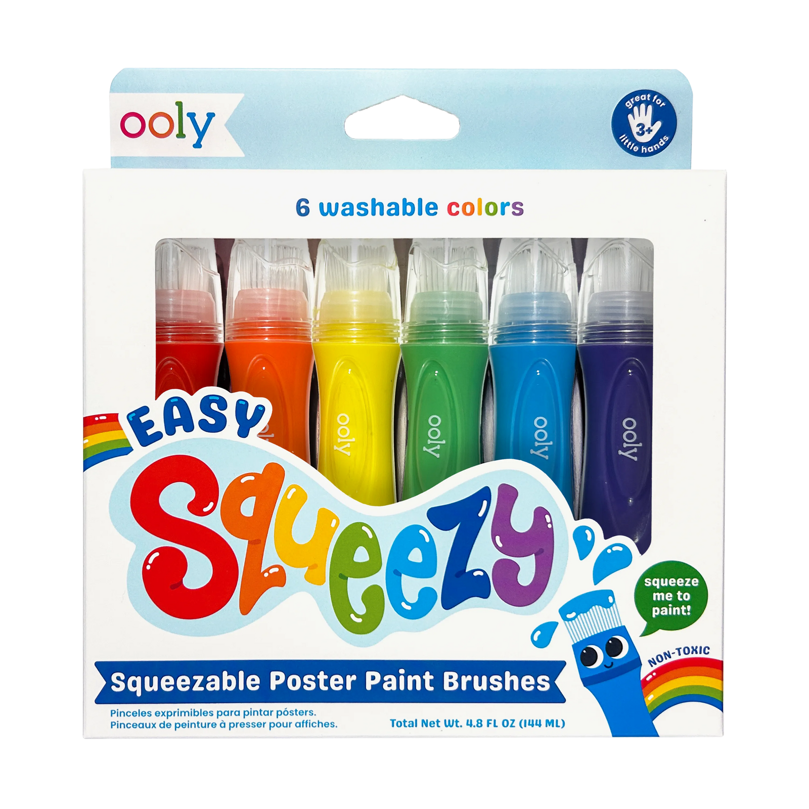 OOLY Easy Squeezy: Squeezable Poster Paint Brushes Set of 6