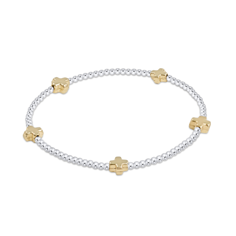 enewton - Signature Cross Small Sterling Mixed Metal Bead 2mm - Gold Bracelet