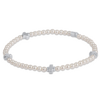 enewton Signature Cross Small Pearl Pattern 3mm Sterling Bracelet