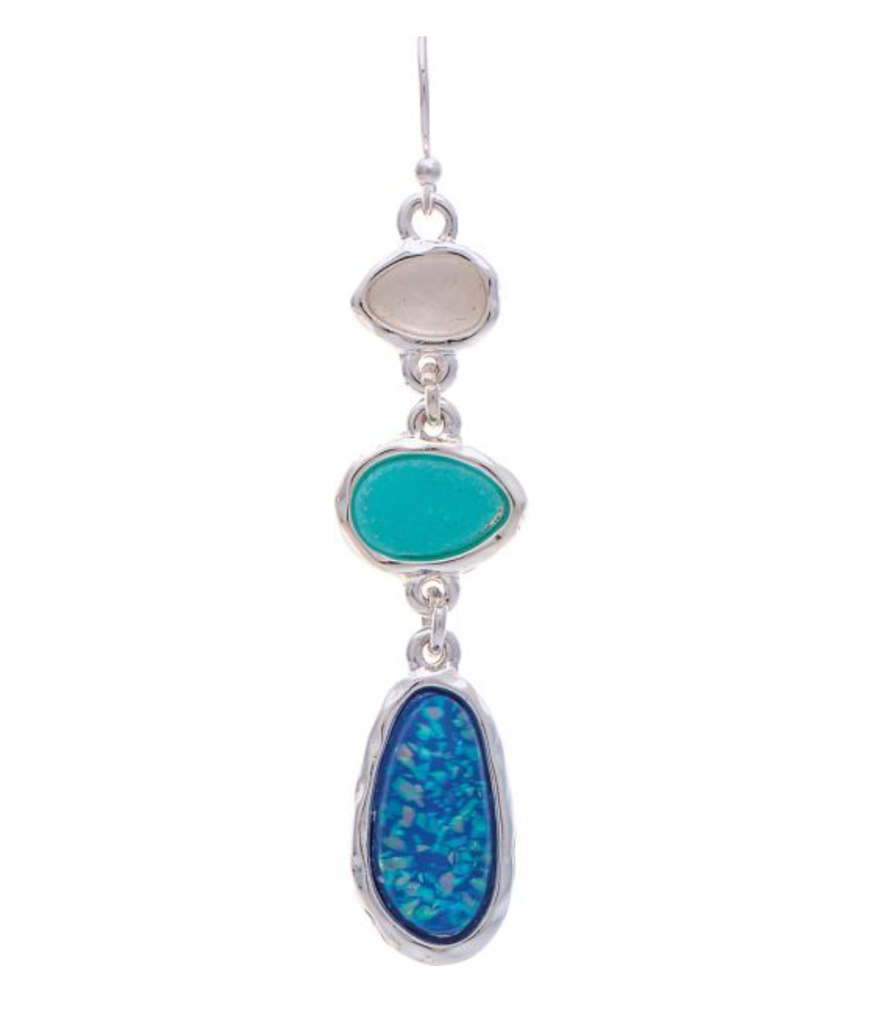 RainBlue Mix Sea Drops Earrings Silver