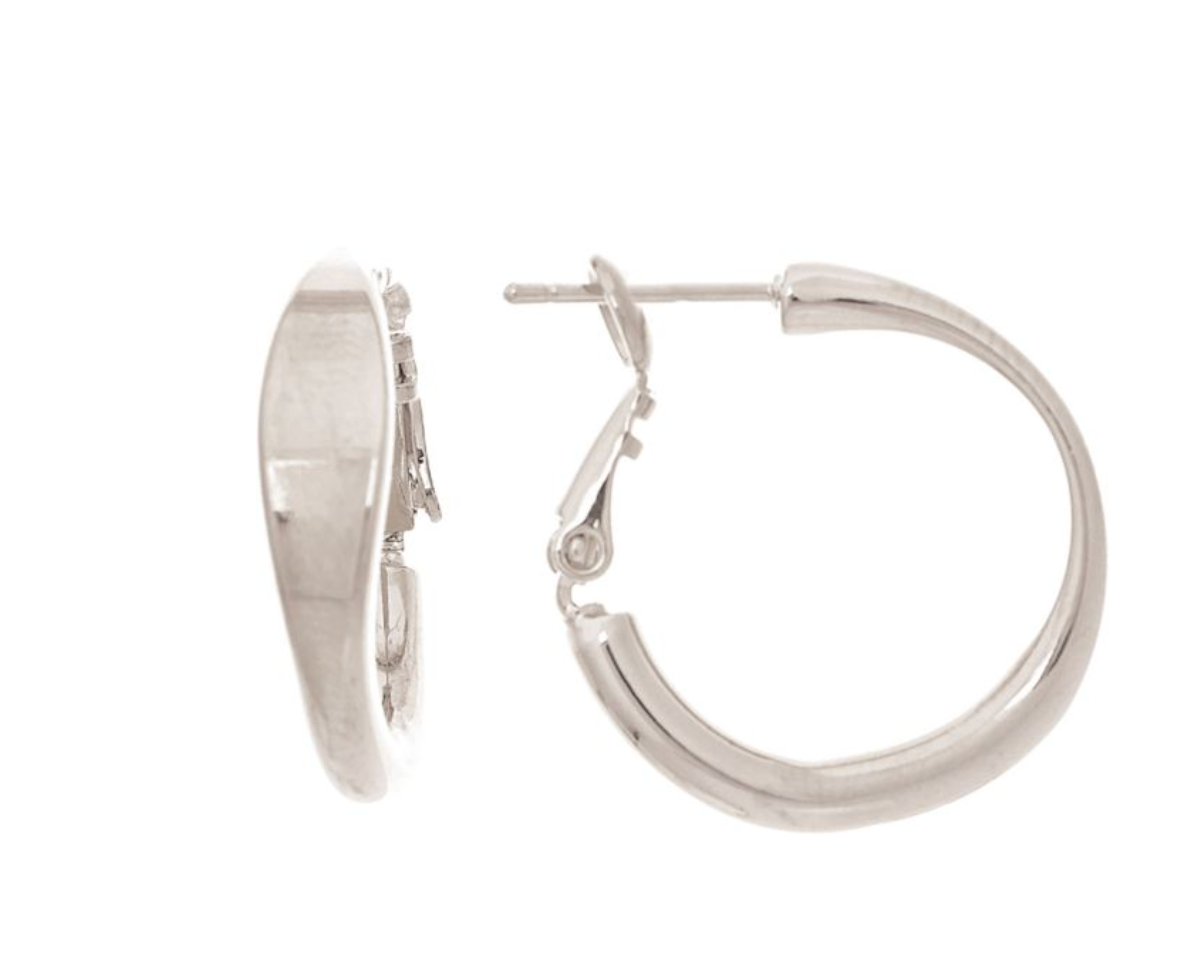 Rain Silver Graduated Wire 3/4" Hypoallergenic Hoop Earrings