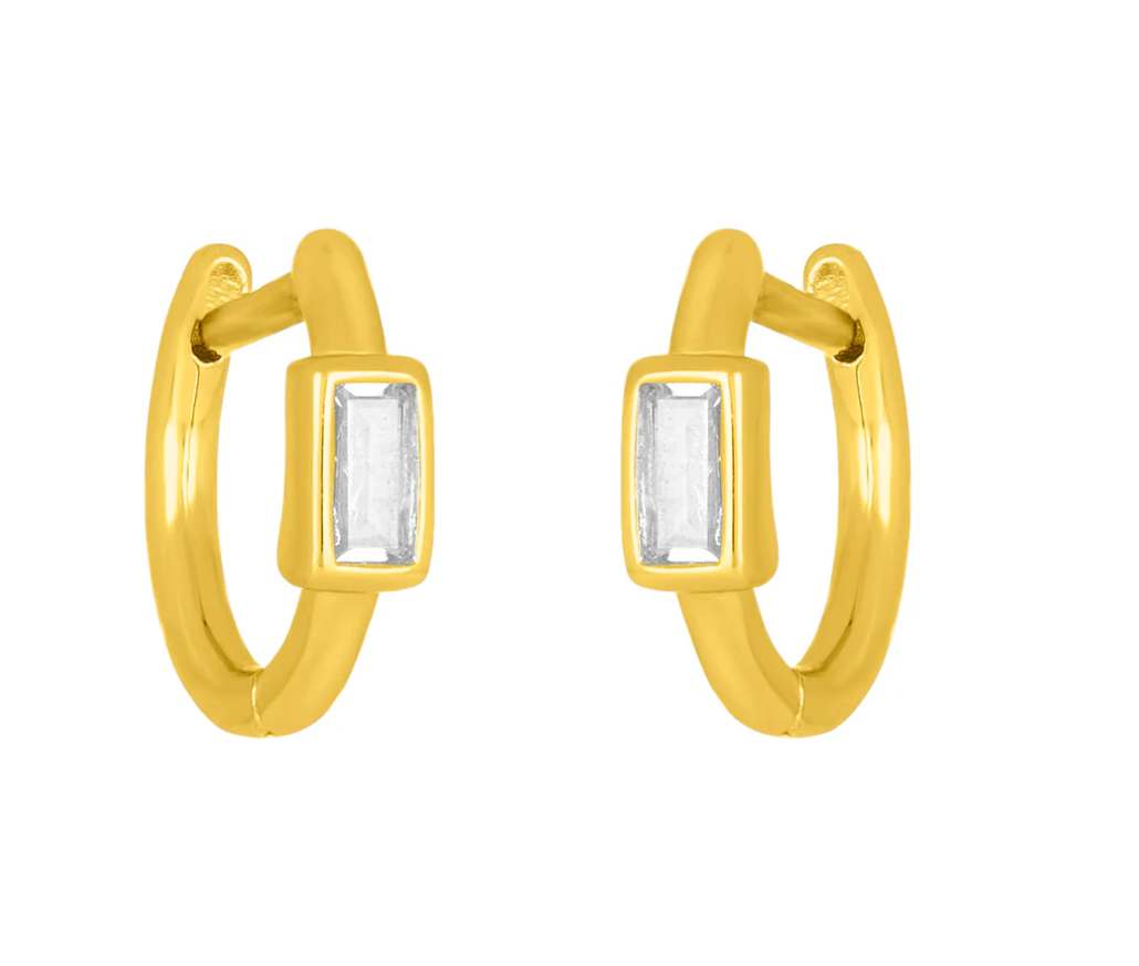 fyb Gold Brynn Baquette Huggie Earrings