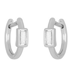 fyb SIlver Brynn Baquette Huggie Earrings