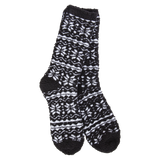 Worlds Softest Socks -Cozy Winter Crew Fair Isle Black