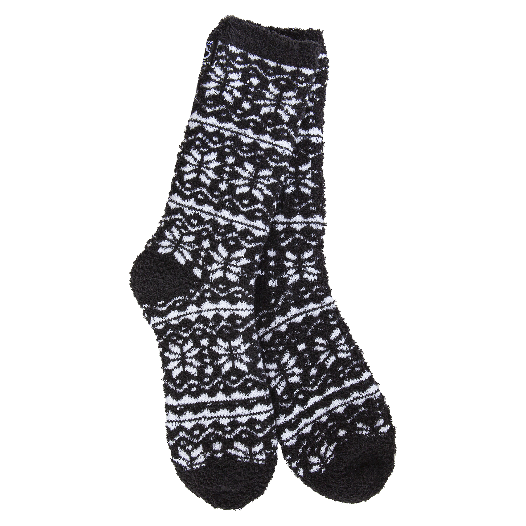 Worlds Softest Socks -Cozy Winter Crew Fair Isle Black