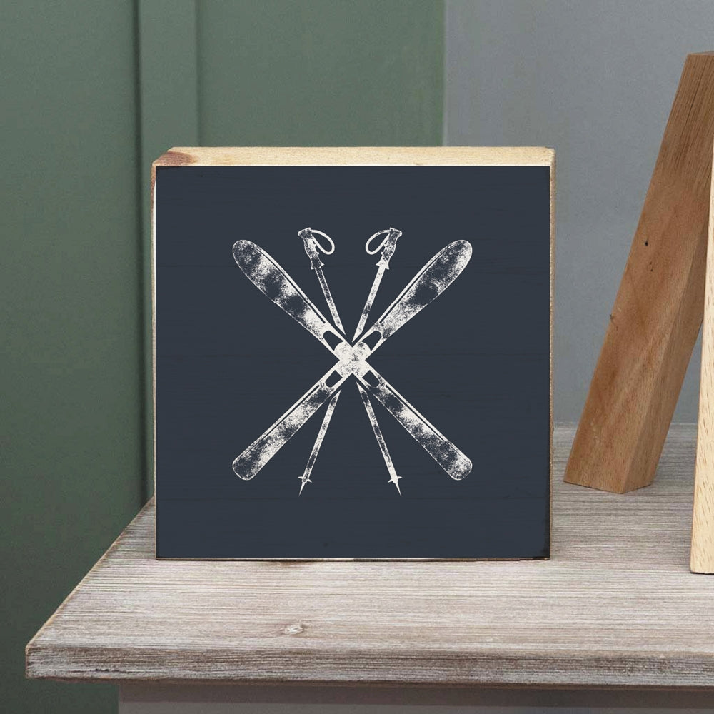 Rustic Marlin 6 x 6 Block Navy Blue Ski