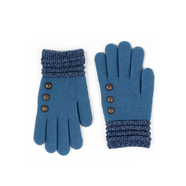 Britt's Knits Blue Ultra Soft Button Gloves