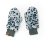 Britt's Knits Blue Snow Leopard Convertible Mittens