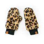 Britt's Knits Tan Snow Leopard Convertible Mittens