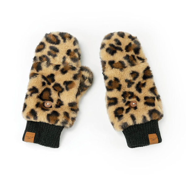 Britt's Knits Tan Snow Leopard Convertible Mittens