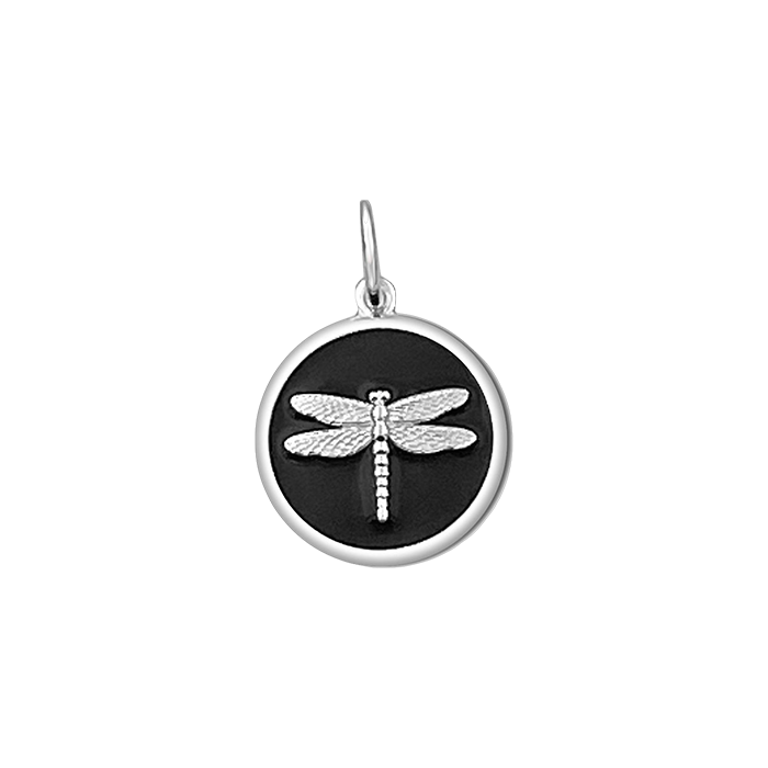 Lola  Black Enamel Dragonfly Pendant