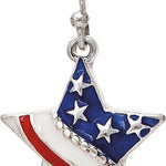 Rain Silver Waving American Flag Star Earrings