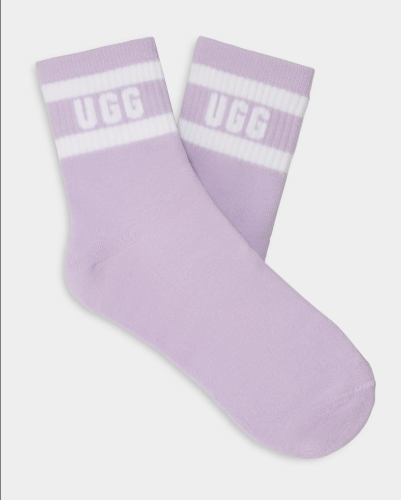 UGG Women's Dierson Logo 1/4 Sock White/Heather Lilac