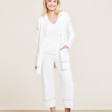 Barefoot Dreams - CozyChic Lite Contrast Stitch Cardigan - Pearl/Carbon