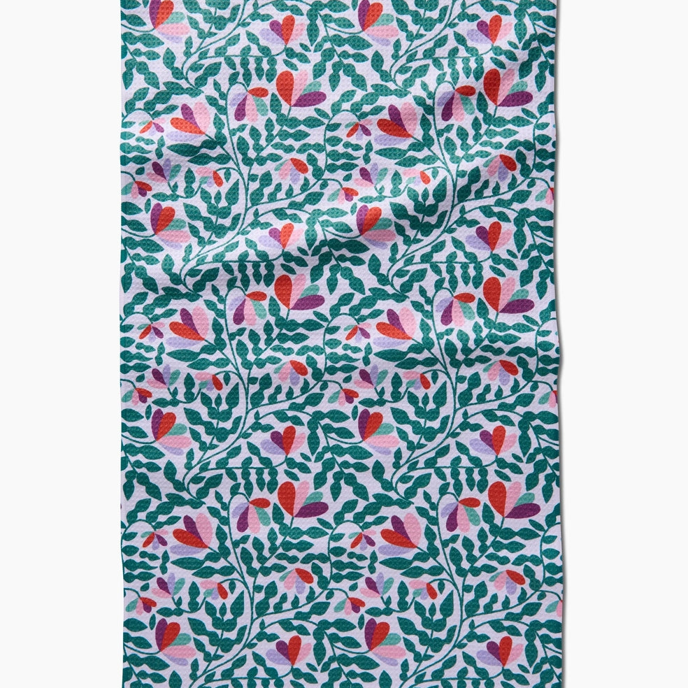 Geometry Tea Towel Spring Wavy Leaves