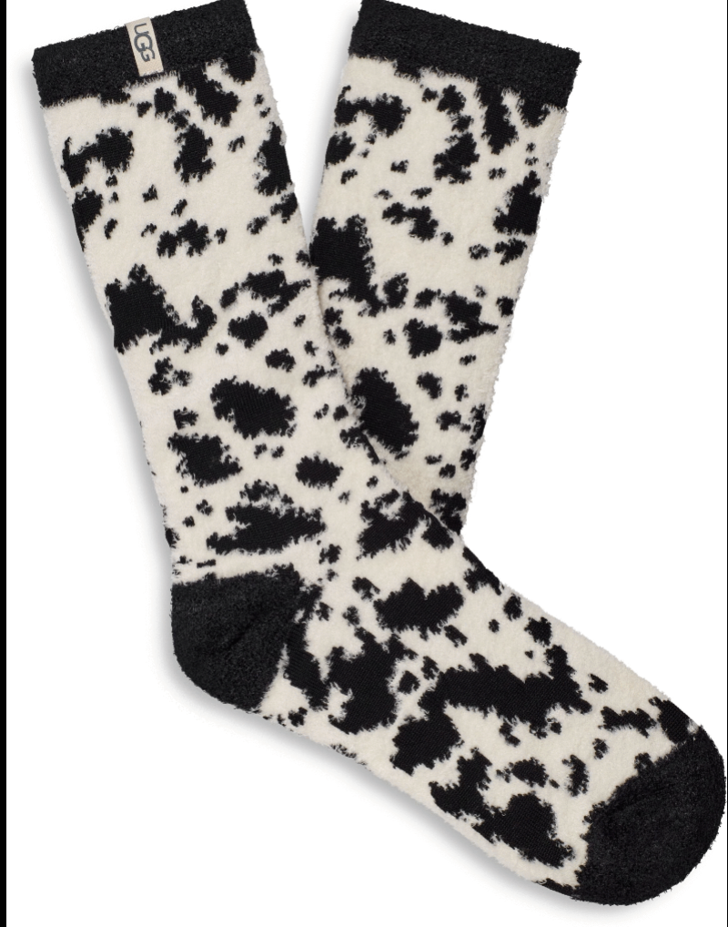 UGG Leslie Graphic Crew Socks Black/White Gazella