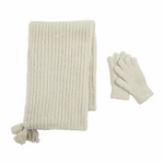 Mud Pie Cream Chenille Glove and Scarf