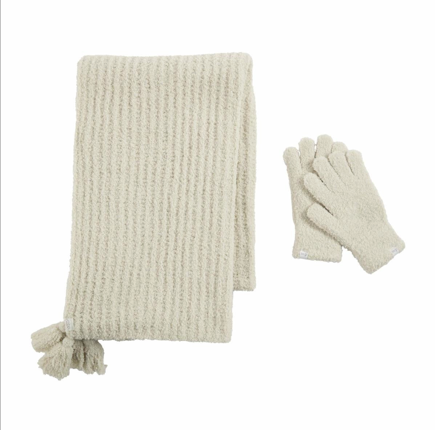 Mud Pie Cream Chenille Glove and Scarf