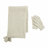 Mud Pie Cream Chenille Glove and Scarf