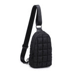 Sol and Selene Black Rejuvenate Quilted Nylon Sling Backpack