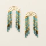 Scout Curated Wears - Chromacolor Miyuki Rainbow Fringe Earring - Turquoise/Mint/Gold