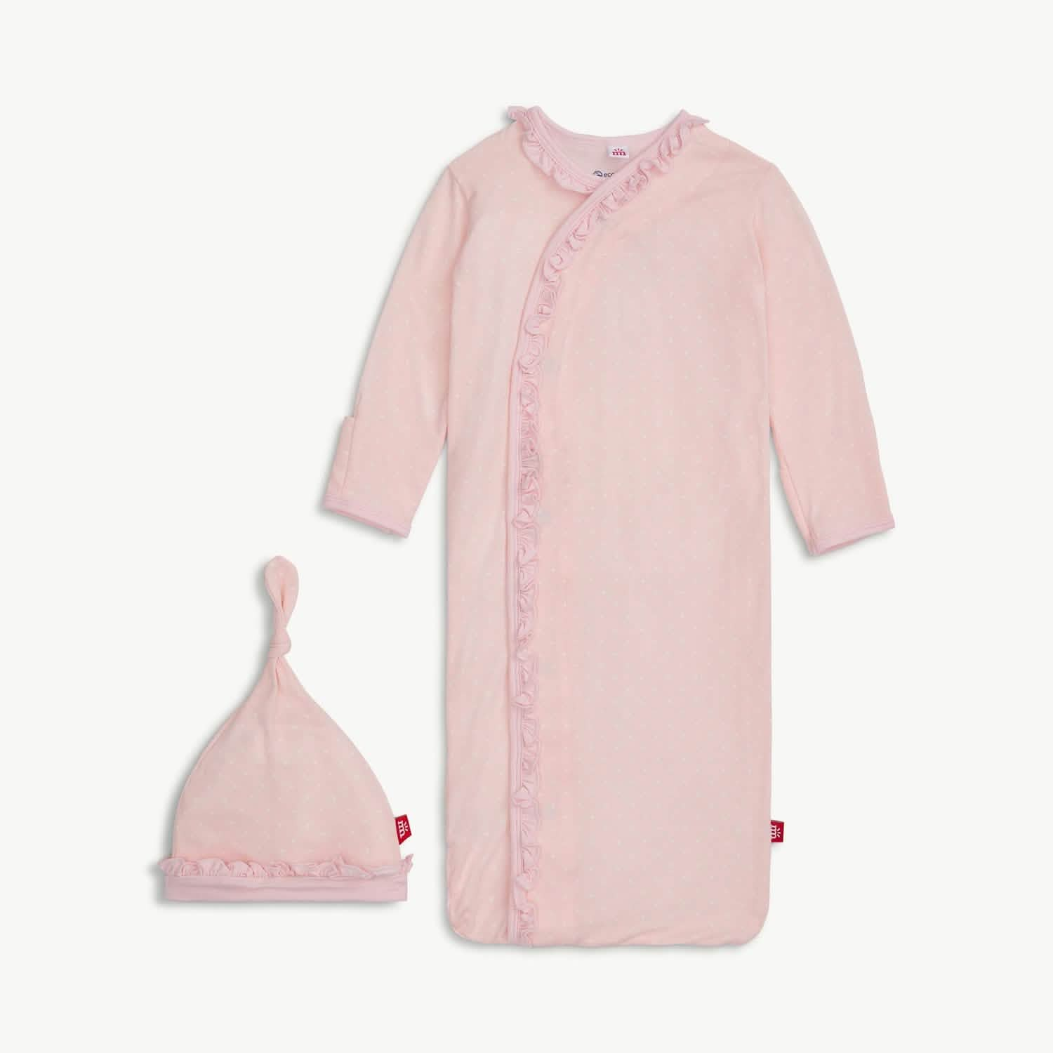 Magnetic Me Ruffle Placket Gown & Hat Pin Dot Pink