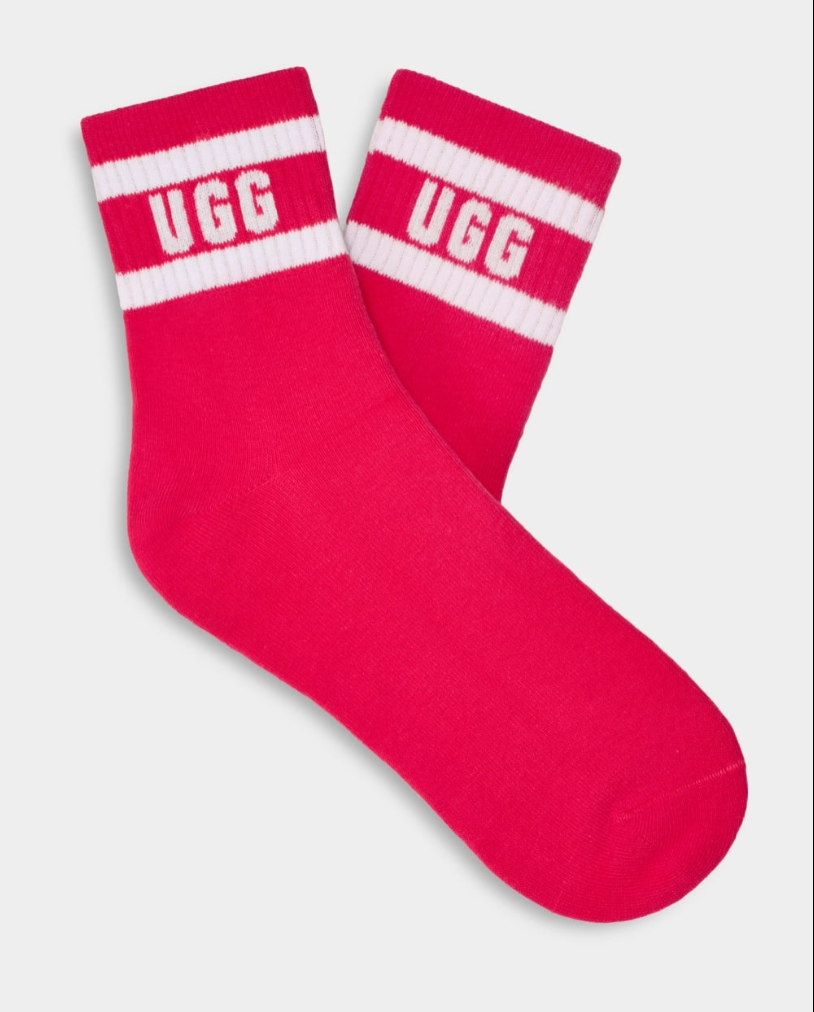 UGG Women's Dierson Logo 1/4 Sock White/Pink Glow