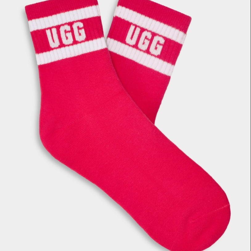 UGG Women's Dierson Logo 1/4 Sock White/Pink Glow